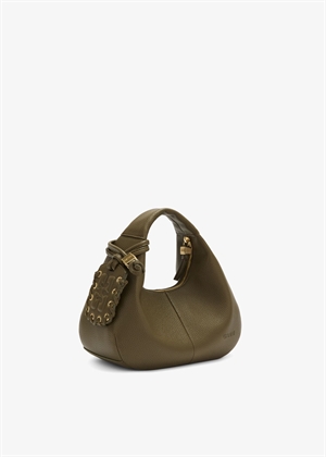Hobo mini grained bag Military Olive C1040003 Ganni 